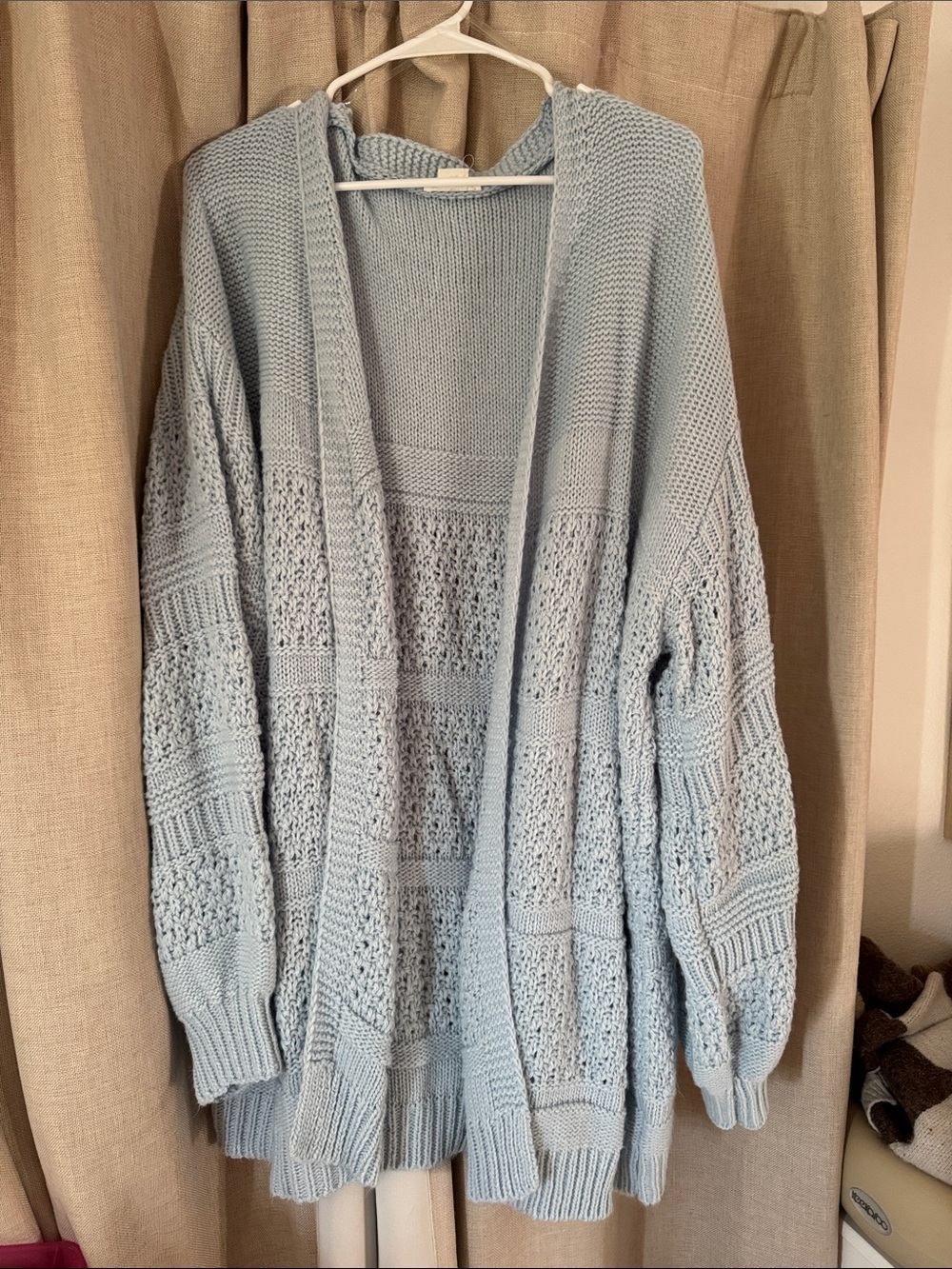 Chic Soul Light Blue Open-Front Knit Cardigan